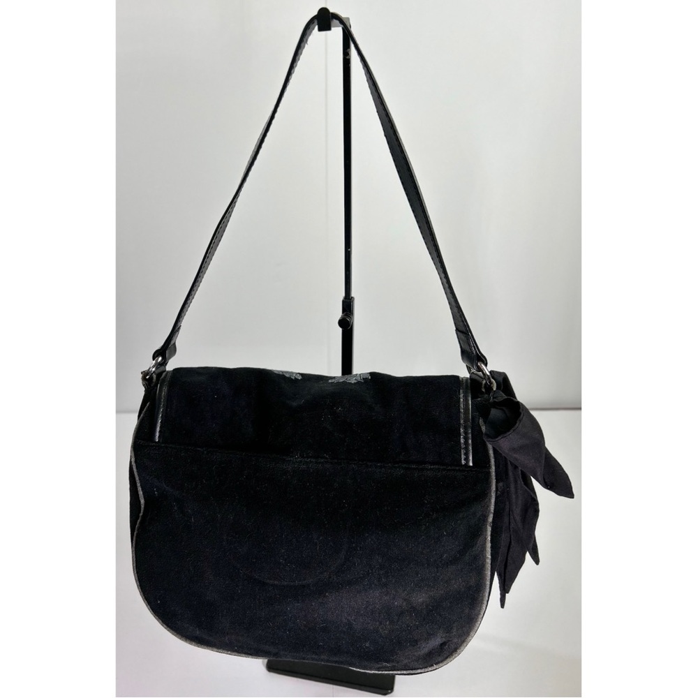 Juicy Couture Y2K Black Floral Velour Shoulder Purse - Picture 5 of 13